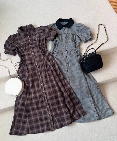 MAJESTIC LEGON（マジェスティックレゴン）の「サイドレースアップシャツワンピース（シャツワンピース・レディース・ブラック/ブラック系その他2/ブラウン系その他2・SMALL/MEDIUM/X-SMALL）」の19枚目の写真