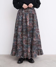 週末セール新品タグ付 アトリエドゥサボン 手描きコラージュハウスプリントスカート 週末セール新品タグ付 アトリエドゥサボン 手描きコラージュ