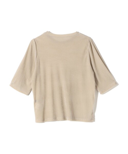 SHIPS Colors(シップス カラーズ)の「SHIPS Colors:〈手洗い可能〉フロッキー メッシュ 5分袖 トップス(Tシャツ/カットソー・レディース・ブラック/ベージュ/ブラウン・ONE SIZE)」の5枚目の写真