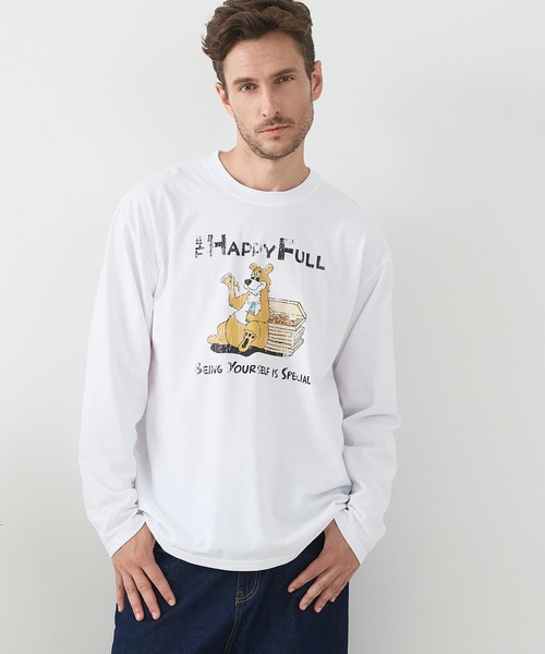 LB/S (エルビーエス)の「【汗染みの目立ちにくいTシャツ ZEROSTAIN/ゼロステイン】カートゥーン ヴィンテージ風プリント ビッグシルエット ロンT 防汚 UVカット(Tシャツ/カットソー・メンズ・ブラック系その他2/ベージュ系その他/ブルー系その他/ホワイト系その他2・LARGE/MEDIUM/X-LARGE)」の1枚目の写真