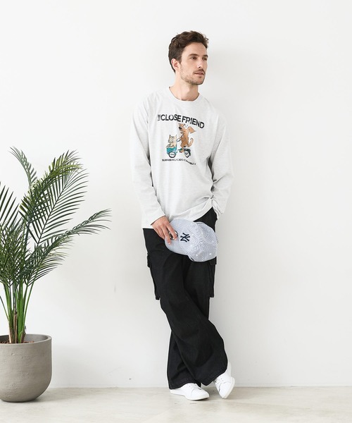 LB/S (エルビーエス)の「【汗染みの目立ちにくいTシャツ ZEROSTAIN/ゼロステイン】カートゥーン ヴィンテージ風プリント ビッグシルエット ロンT 防汚 UVカット(Tシャツ/カットソー・メンズ・ブラック系その他2/ベージュ系その他/ブルー系その他/ホワイト系その他2・LARGE/MEDIUM/X-LARGE)」の14枚目の写真