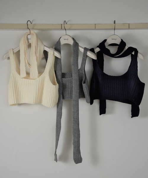lawgy（ラウジー）の「chunky like set knit bustier / チャンキーライクセットニットビスチェ（その他トップス・レディース・グレー/ブラック系その他/アイボリー・FREE）」の4枚目の写真