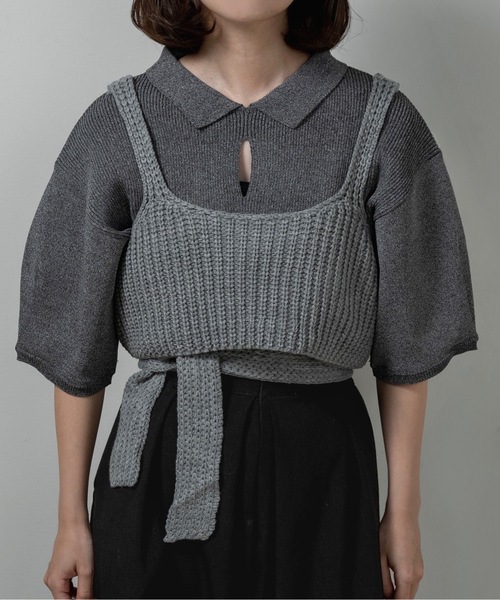 lawgy（ラウジー）の「chunky like set knit bustier / チャンキーライクセットニットビスチェ（その他トップス・レディース・グレー/ブラック系その他/アイボリー・FREE）」の8枚目の写真