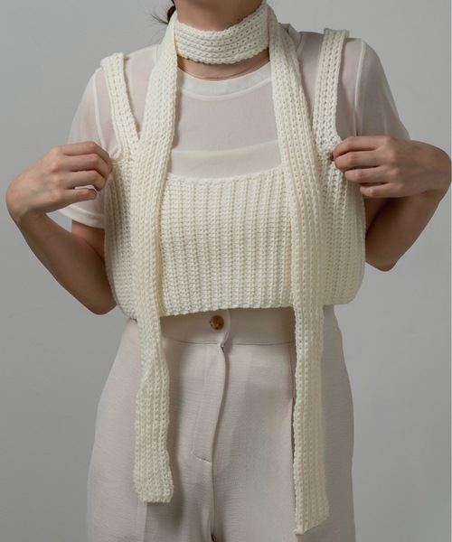 lawgy（ラウジー）の「chunky like set knit bustier / チャンキーライクセットニットビスチェ（その他トップス・レディース・グレー/ブラック系その他/アイボリー・FREE）」の5枚目の写真