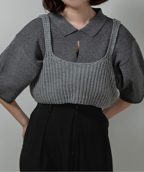 lawgy（ラウジー）の「chunky like set knit bustier / チャンキーライクセットニットビスチェ（その他トップス・レディース・グレー/ブラック系その他/アイボリー・FREE）」の7枚目の写真