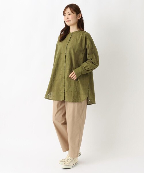 one'sterrace(ワンズテラス)の「コットン シフリーチュニックシャツ(シャツ/ブラウス・レディース・オリーブ系3/ネイビー系5/アイボリー系8・02)」の12枚目の写真