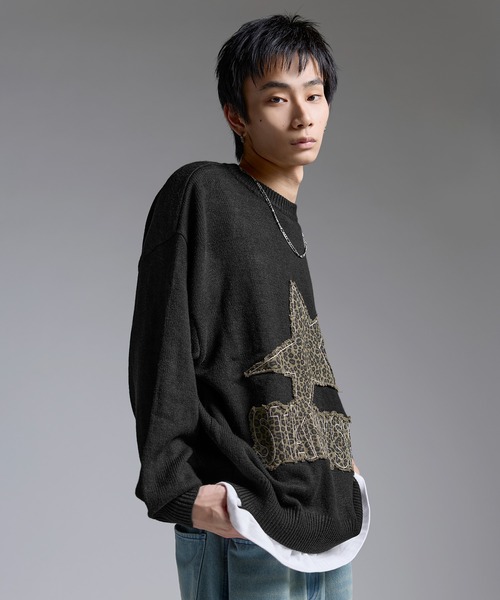 MSG（エムエスジー）の「Buyer's Select/Y2Kスターパッチニット【UNISEX】（ニット/セーター・メンズ・チャコール/ブラック/グレー・M/L）」の9枚目の写真