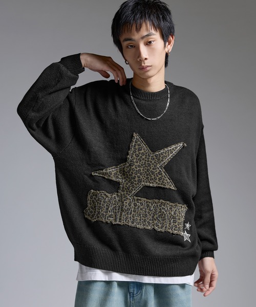 MSG（エムエスジー）の「Buyer's Select/Y2Kスターパッチニット【UNISEX】（ニット/セーター・メンズ・チャコール/ブラック/グレー・M/L）」の11枚目の写真
