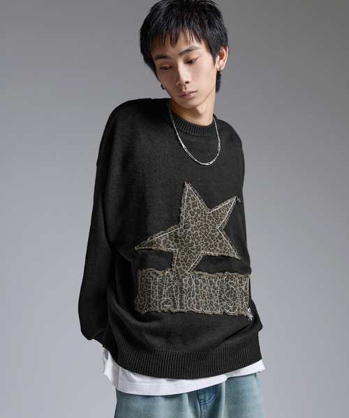MSG（エムエスジー）の「Buyer's Select/Y2Kスターパッチニット【UNISEX】（ニット/セーター・メンズ・チャコール/ブラック/グレー・M/L）」の12枚目の写真
