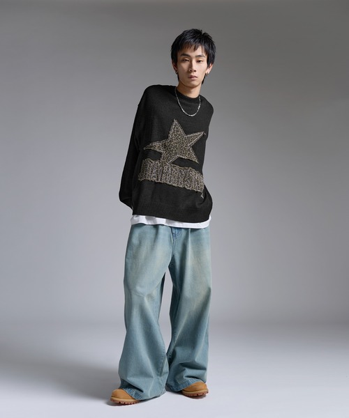 MSG（エムエスジー）の「Buyer's Select/Y2Kスターパッチニット【UNISEX】（ニット/セーター・メンズ・チャコール/ブラック/グレー・M/L）」の14枚目の写真
