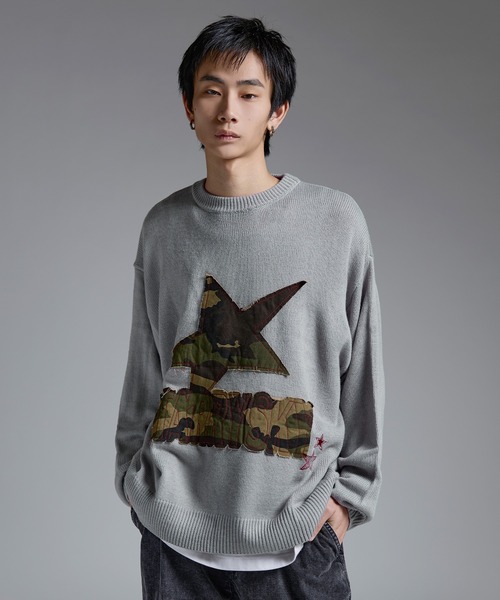 MSG（エムエスジー）の「Buyer's Select/Y2Kスターパッチニット【UNISEX】（ニット/セーター・メンズ・チャコール/ブラック/グレー・M/L）」の16枚目の写真