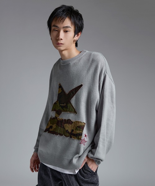 MSG（エムエスジー）の「Buyer's Select/Y2Kスターパッチニット【UNISEX】（ニット/セーター・メンズ・チャコール/ブラック/グレー・M/L）」の19枚目の写真