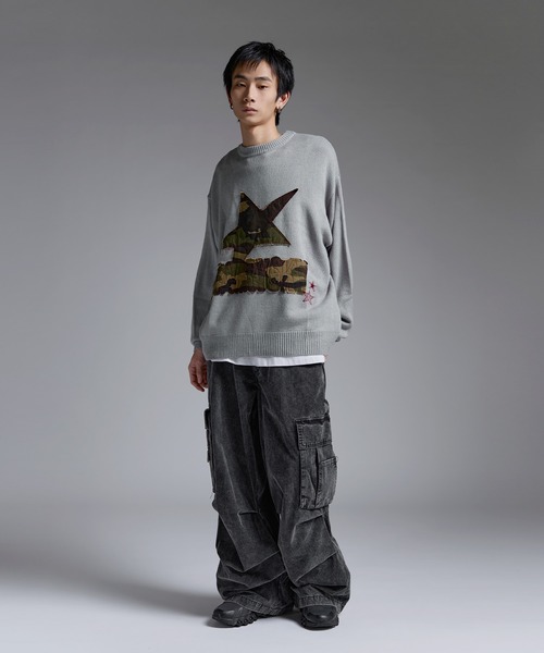 MSG（エムエスジー）の「Buyer's Select/Y2Kスターパッチニット【UNISEX】（ニット/セーター・メンズ・チャコール/ブラック/グレー・M/L）」の20枚目の写真