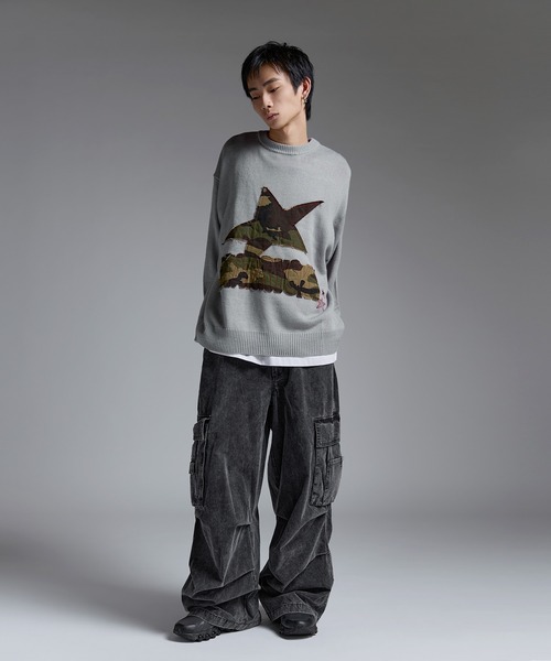MSG（エムエスジー）の「Buyer's Select/Y2Kスターパッチニット【UNISEX】（ニット/セーター・メンズ・チャコール/ブラック/グレー・M/L）」の21枚目の写真