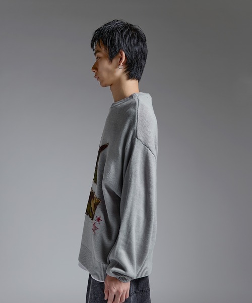MSG（エムエスジー）の「Buyer's Select/Y2Kスターパッチニット【UNISEX】（ニット/セーター・メンズ・チャコール/ブラック/グレー・M/L）」の7枚目の写真