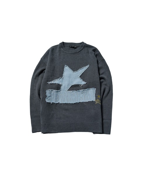 MSG（エムエスジー）の「Buyer's Select/Y2Kスターパッチニット【UNISEX】（ニット/セーター・メンズ・チャコール/ブラック/グレー・M/L）」の5枚目の写真