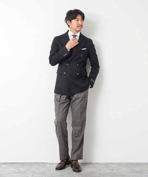 NOLLEY’S（ノーリーズ）の「《ビジカジ対応》尾州 WOOL W JACKET 25AW（テーラードジャケット・メンズ・ダークネイビー・42/44/46/48/50）」の2枚目の写真