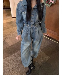 FAVORITO（ファヴォリート）の「デニム長袖サロペット（つなぎ/オールインワン）」
