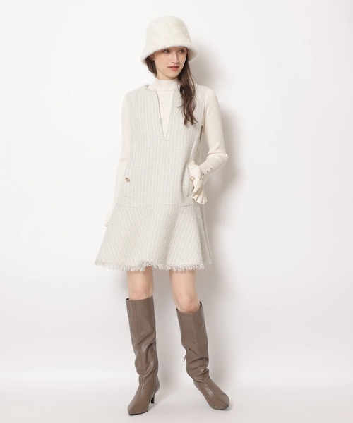 Rirandture（リランドチュール）の「ツィードフレアヘムジャンスカ（ワンピース・レディース・ブラック/オフホワイト/チャコールグレー・2/1）」の6枚目の写真