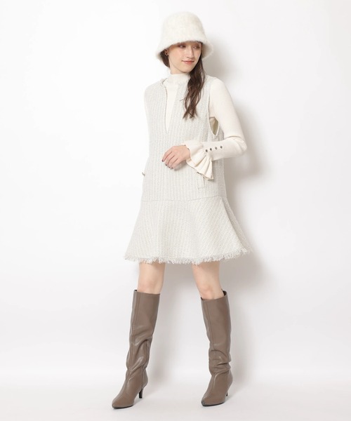 Rirandture（リランドチュール）の「ツィードフレアヘムジャンスカ（ワンピース・レディース・ブラック/オフホワイト/チャコールグレー・2/1）」の7枚目の写真