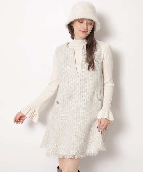 Rirandture（リランドチュール）の「ツィードフレアヘムジャンスカ（ワンピース・レディース・ブラック/オフホワイト/チャコールグレー・2/1）」の8枚目の写真