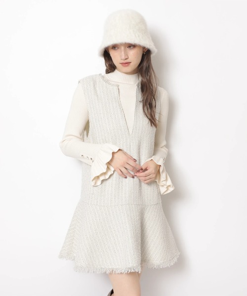 Rirandture（リランドチュール）の「ツィードフレアヘムジャンスカ（ワンピース・レディース・ブラック/オフホワイト/チャコールグレー・2/1）」の10枚目の写真