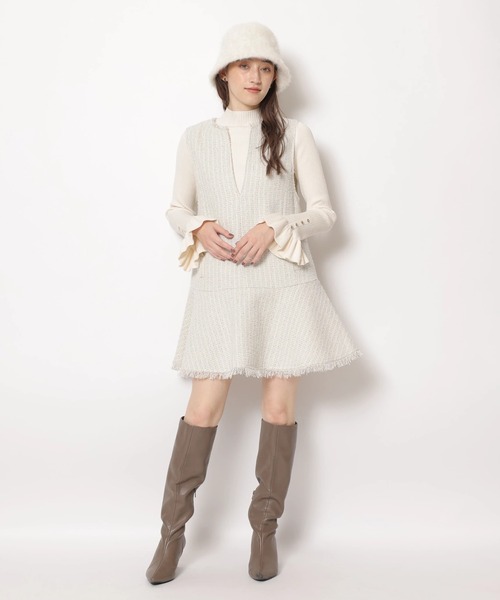 Rirandture（リランドチュール）の「ツィードフレアヘムジャンスカ（ワンピース・レディース・ブラック/オフホワイト/チャコールグレー・2/1）」の4枚目の写真