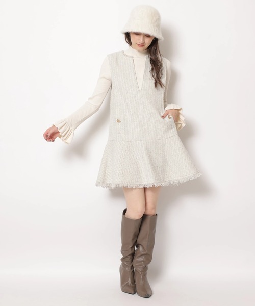 Rirandture（リランドチュール）の「ツィードフレアヘムジャンスカ（ワンピース・レディース・ブラック/オフホワイト/チャコールグレー・2/1）」の5枚目の写真