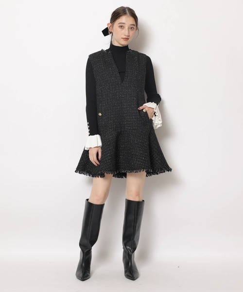 Rirandture（リランドチュール）の「ツィードフレアヘムジャンスカ（ワンピース・レディース・ブラック/オフホワイト/チャコールグレー・2/1）」の21枚目の写真