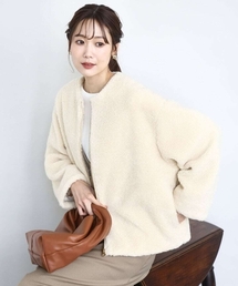 MK MICHEL KLEIN（エムケーミッシェルクラン）の「ノーカラーボアブルゾン/洗える（ブルゾン）」