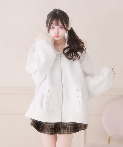 ファー付きロゴパーカー（パーカー）｜Pal elfy（パルエルフィー）の