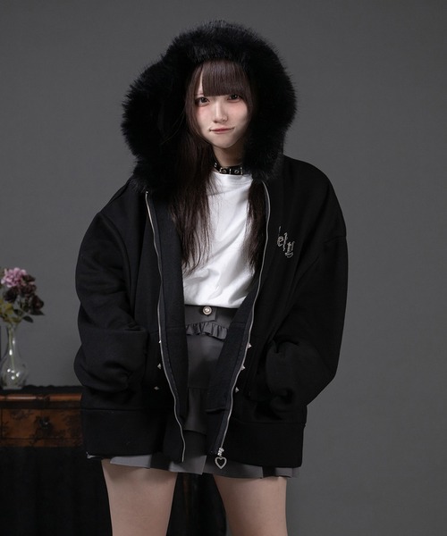 pal elfy パルエルフィー ファー付きロゴパーカー ファー付きロゴパーカー（パーカー）｜Pal elfy（パルエルフィー