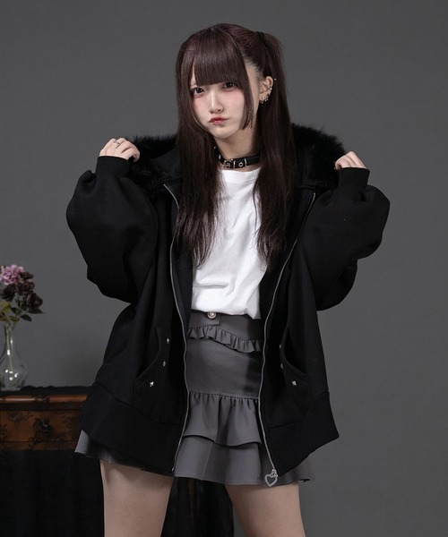 pal elfy パルエルフィー ファー付きロゴパーカー ファー付きロゴパーカー（パーカー）｜Pal elfy（パルエルフィー