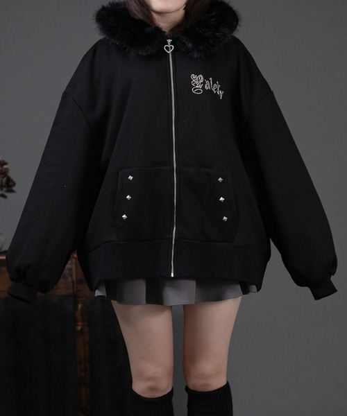 pal elfy パルエルフィー ファー付きロゴパーカー ファー付きロゴパーカー（パーカー）｜Pal elfy（パルエルフィー