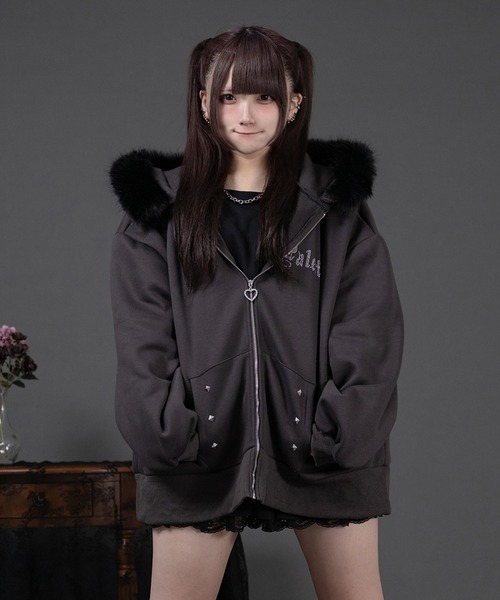 pal elfy パルエルフィー ファー付きロゴパーカー ファー付きロゴパーカー（パーカー）｜Pal elfy（パルエルフィー