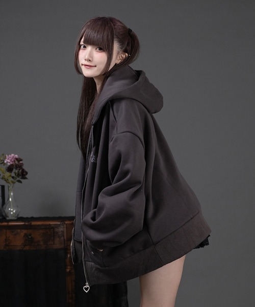 masterkey◆ファースリーブ/パーカー/1/コットン/アイボリー/プルオーバー 上下SETファーパーカーセットアップ | Remind me and forever