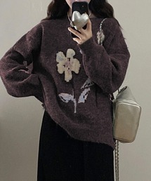 emi+（エミプラス）の「花柄ジャガードニットプルオーバー（ニット/セーター）」