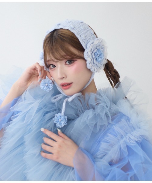 kaorinomori（カオリノモリ）の「kaorinomori×かきぶちももの ローサヘアバンド / カオリノモリ（ヘアバンド・レディース・ホワイト/ライトブルー・FREE）」の10枚目の写真