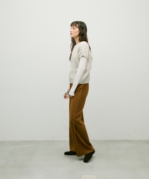 Lutim by u（ルチバイユー）の「Side lace knit pants / サイドレースニットパンツ（その他パンツ・レディース・ブラック/ブラウン・FREE）」の10枚目の写真