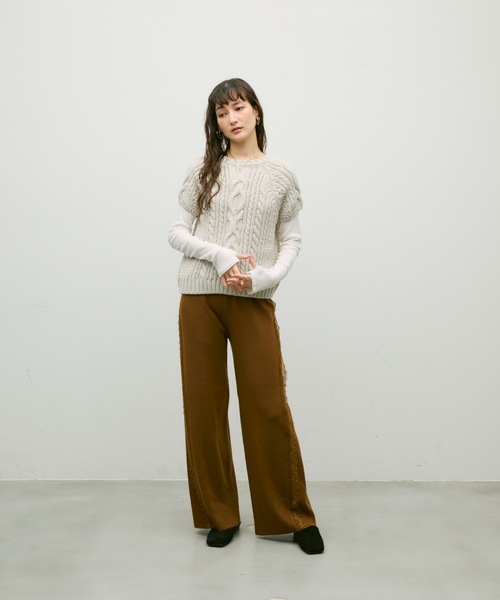 Lutim by u（ルチバイユー）の「Side lace knit pants / サイドレースニットパンツ（その他パンツ・レディース・ブラック/ブラウン・FREE）」の21枚目の写真