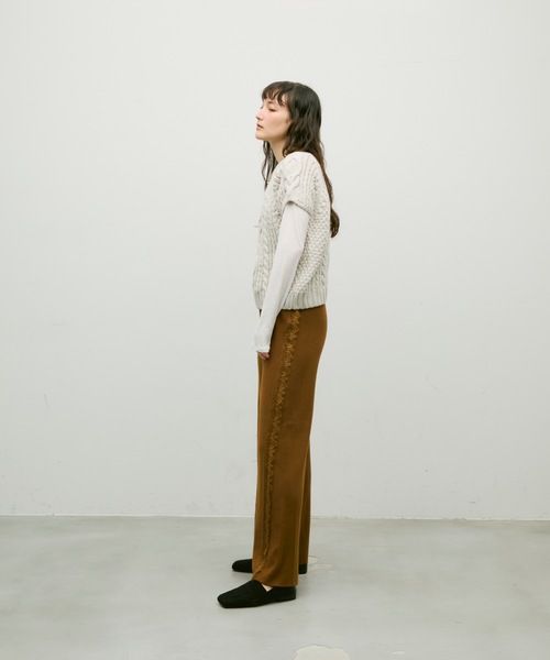 Lutim by u（ルチバイユー）の「Side lace knit pants / サイドレースニットパンツ（その他パンツ・レディース・ブラック/ブラウン・FREE）」の22枚目の写真