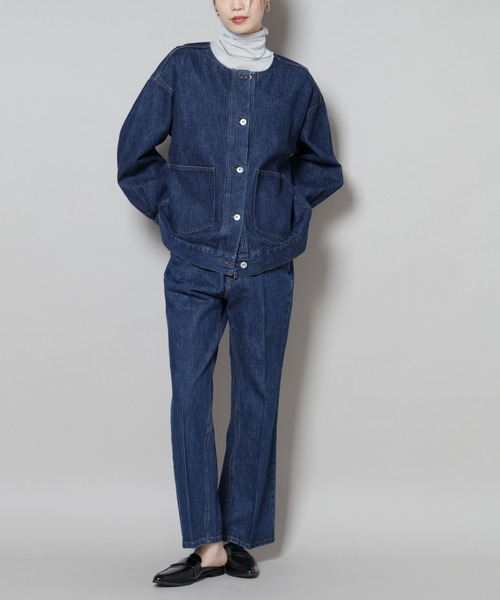 NANO universe(ナノユニバース)の「センタープレスデニム(デニムパンツ・レディース・ネイビー/ダークネイビー/ライトブルー・FREE)」の3枚目の写真