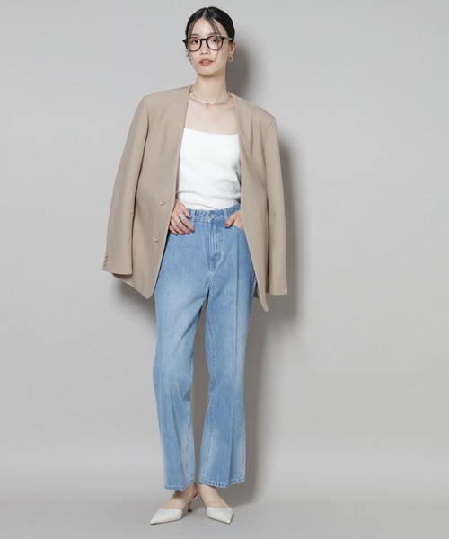 NANO universe(ナノユニバース)の「センタープレスデニム(デニムパンツ・レディース・ネイビー/ダークネイビー/ライトブルー・FREE)」の15枚目の写真