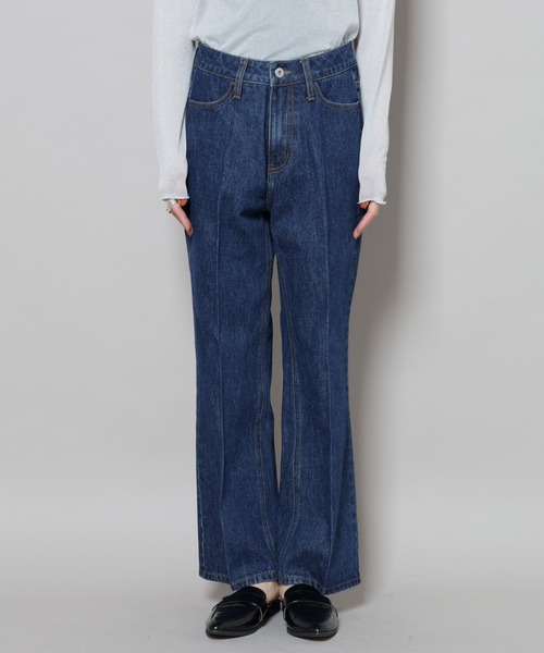 NANO universe(ナノユニバース)の「センタープレスデニム(デニムパンツ・レディース・ネイビー/ダークネイビー/ライトブルー・FREE)」の5枚目の写真