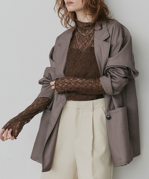 ad thie(アドティエ)の「プチハイネック レーストップス(Tシャツ/カットソー・レディース・オフホワイト/ブラック/グレー・FREE)」の13枚目の写真