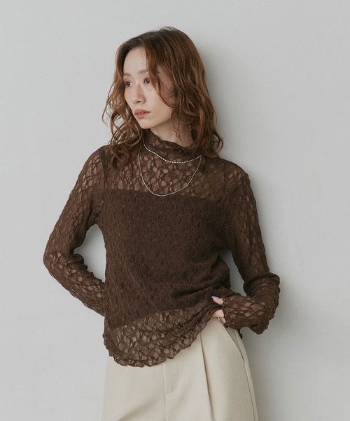 ad thie(アドティエ)の「プチハイネック レーストップス(Tシャツ/カットソー・レディース・オフホワイト/ブラック/グレー・FREE)」の17枚目の写真
