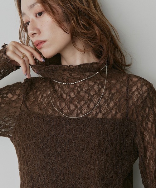 ad thie(アドティエ)の「プチハイネック レーストップス(Tシャツ/カットソー・レディース・オフホワイト/ブラック/グレー・FREE)」の20枚目の写真