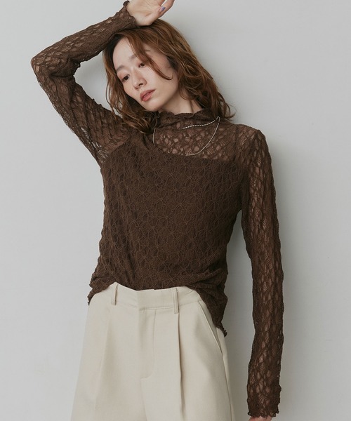 ad thie(アドティエ)の「プチハイネック レーストップス(Tシャツ/カットソー・レディース・オフホワイト/ブラック/グレー・FREE)」の21枚目の写真