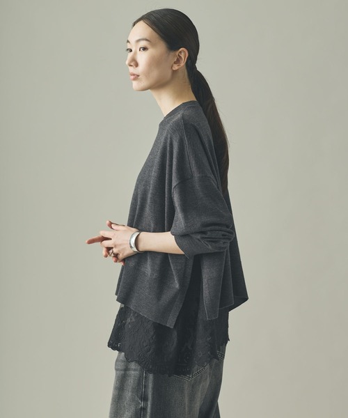 Curensology（カレンソロジー）の「Curensology(カレンソロジー)/ハイゲージレースニットプルオーバー（ニット/セーター・レディース・ホワイト系その他/ブラック/グレー/グレイッシュベージュ・FREE）」の11枚目の写真