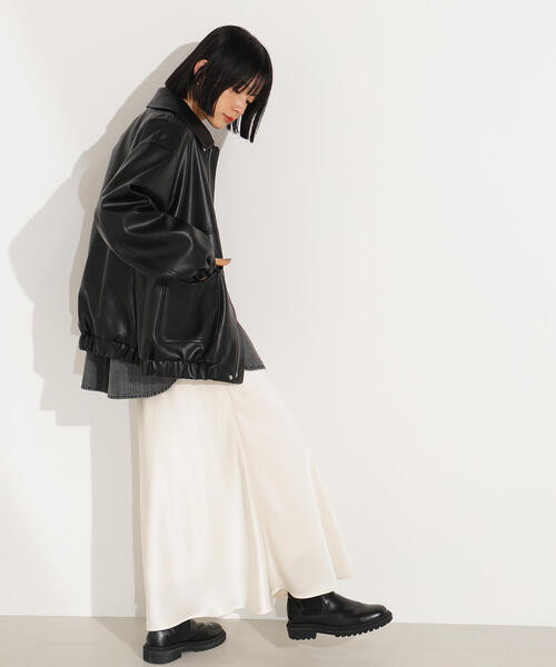 N.（N. Natural Beauty Basic）（エヌエヌナチュラルビューティーベーシック）の「フェイクレザーステンカラーブルゾン（ブルゾン・レディース・ブラック/ブラウン・MEDIUM）」の3枚目の写真